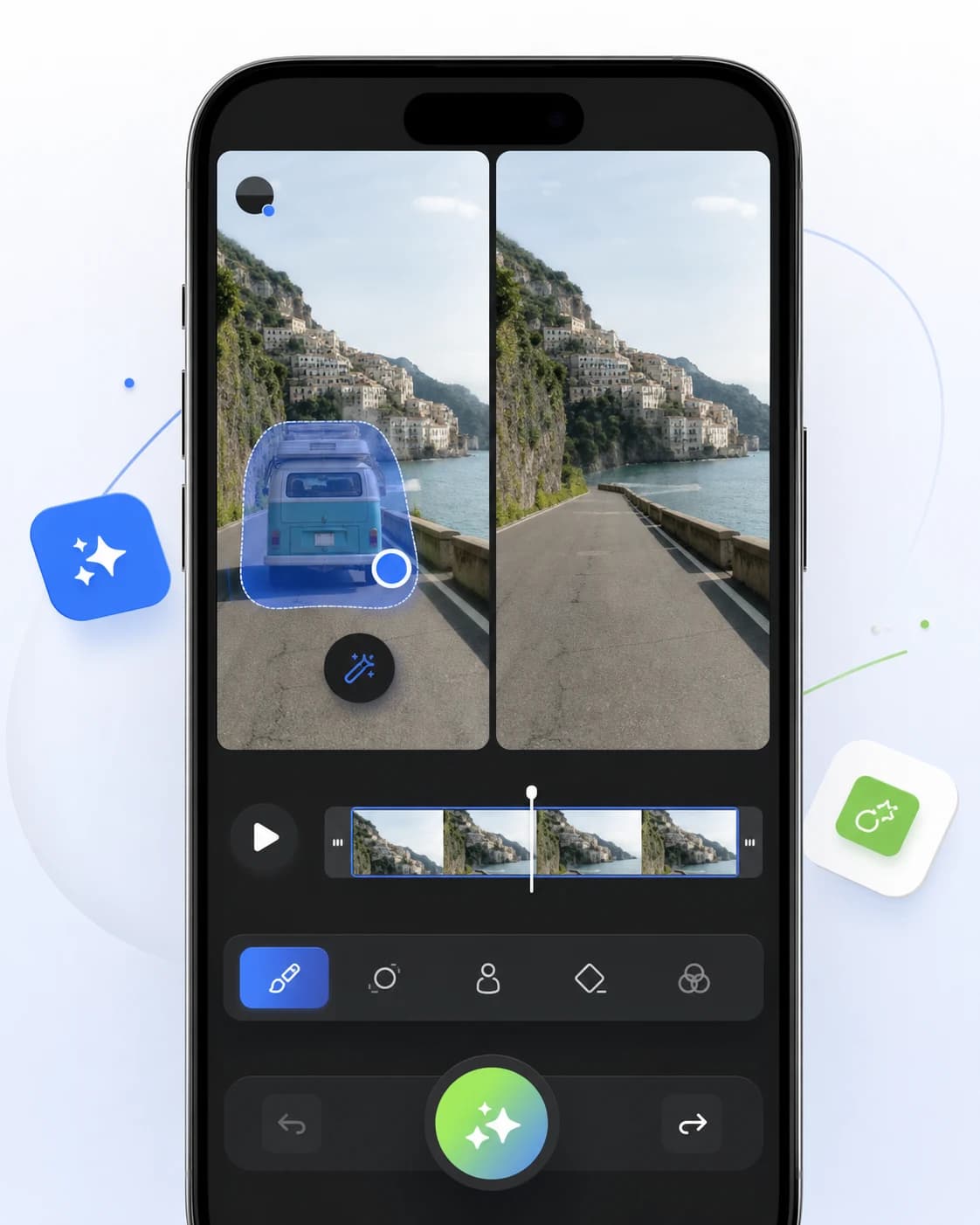 AI video object remover preview